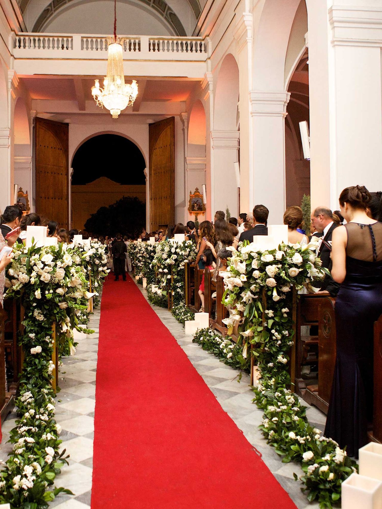 Red CarpetStyle Aisle in Church in Colombia