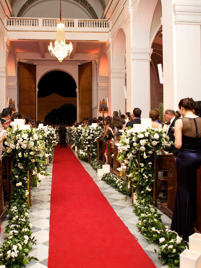 Red CarpetStyle Aisle in Church in Colombia