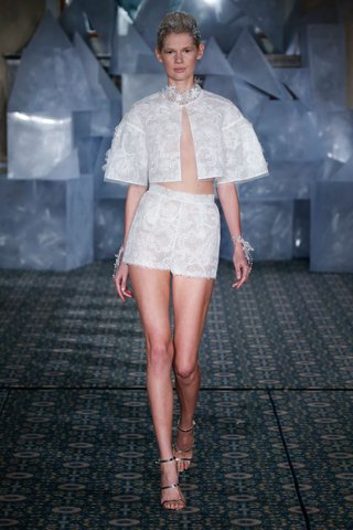 "Sabrina Short Suit" by Mira Zwillinger mira-zwillinger-spring-2019-wedding-dress-sabrina-short-suit-with-matching-jacket