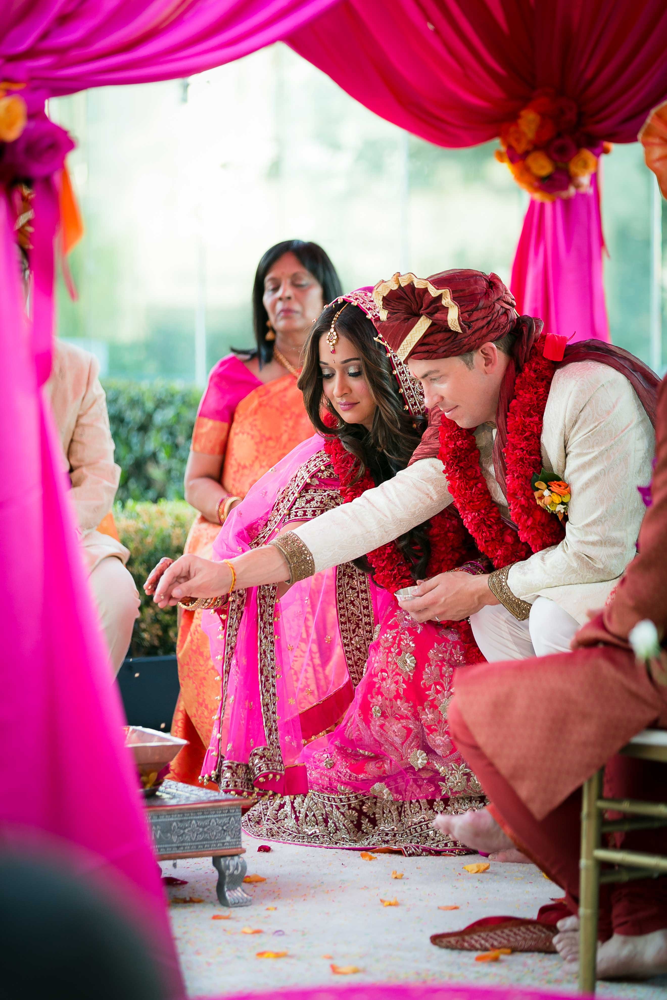 Vibrant Indian Wedding Ceremony + Modern Rooftop Reception