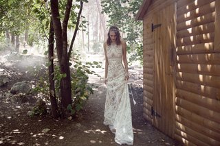 Lace Gown with High Neckline by GALA by Galia Lahav a-sheath-gown-with-a-high-neckline-tassel-details-illusion-sleeves-and-cuffs-by-gala-by-galia-lah