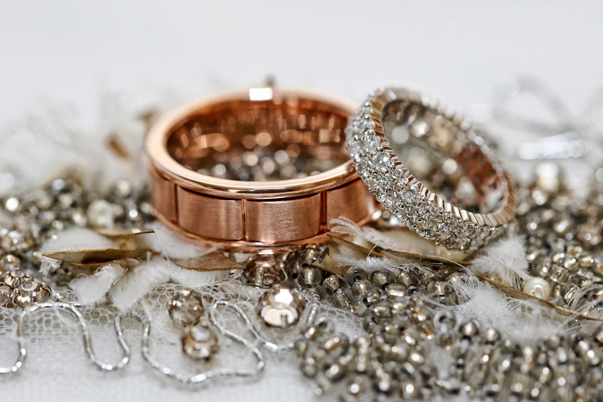 Rose Gold and Silver Metallic Wedding Bands