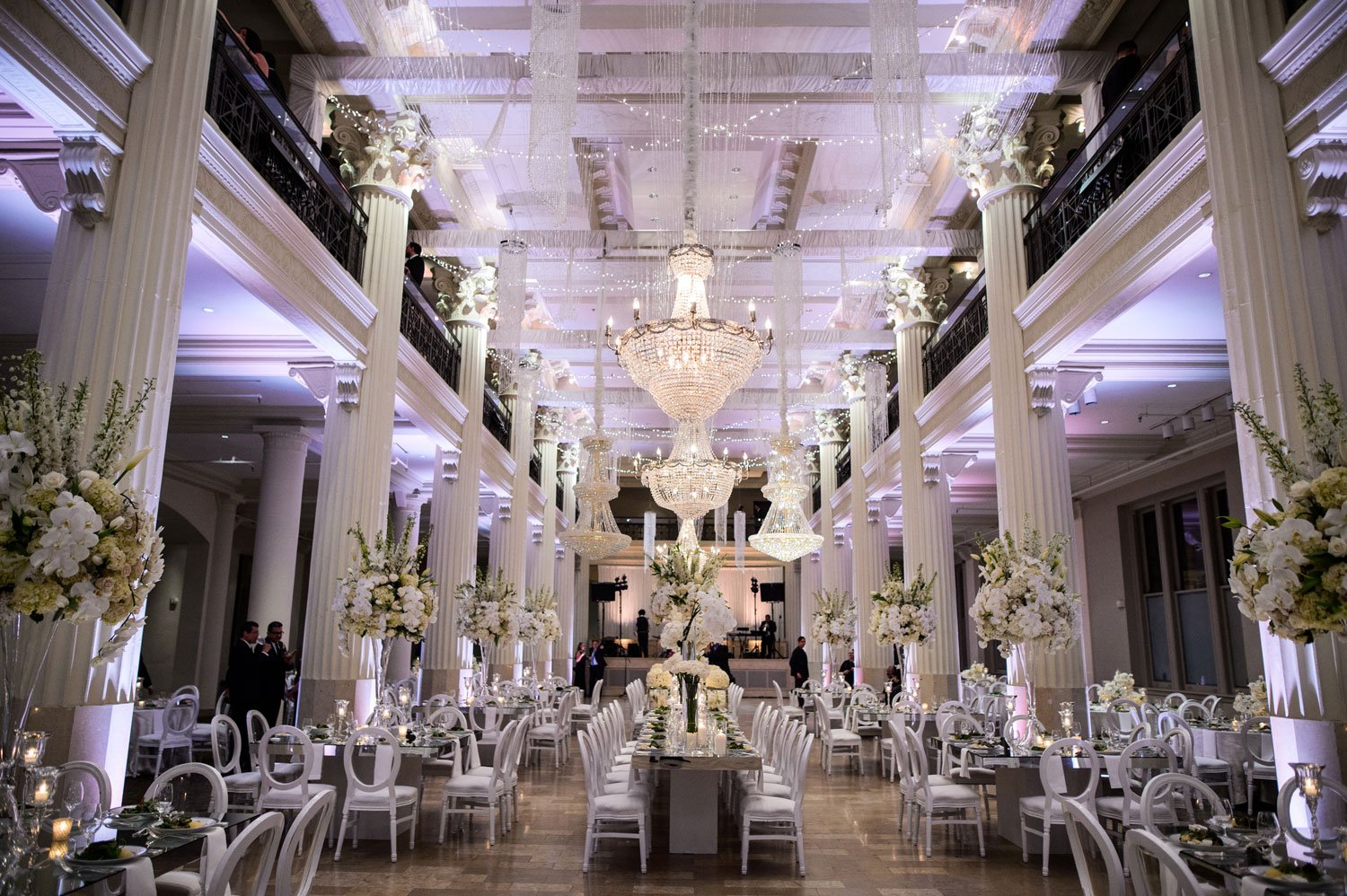 Ballroom Reception with Chandeliers