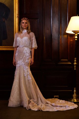 Style 16-104 by Berta berta-bridal-fall-winter-2016-strapless-wedding-dress-with-flower-applique-and-beaded-cape