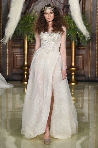 Wedding Dress by Galia Lahav galia-lahav-gown-with-sheer-sleeves-embroidered-bodice-and-skirt-with-high-slit