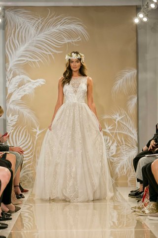 "Celeste" by THEIA theia-fall-2017-celeste-silve-sand-lurex-embroidered-tulle-spanish-overlay-illusion-neckline-wedding