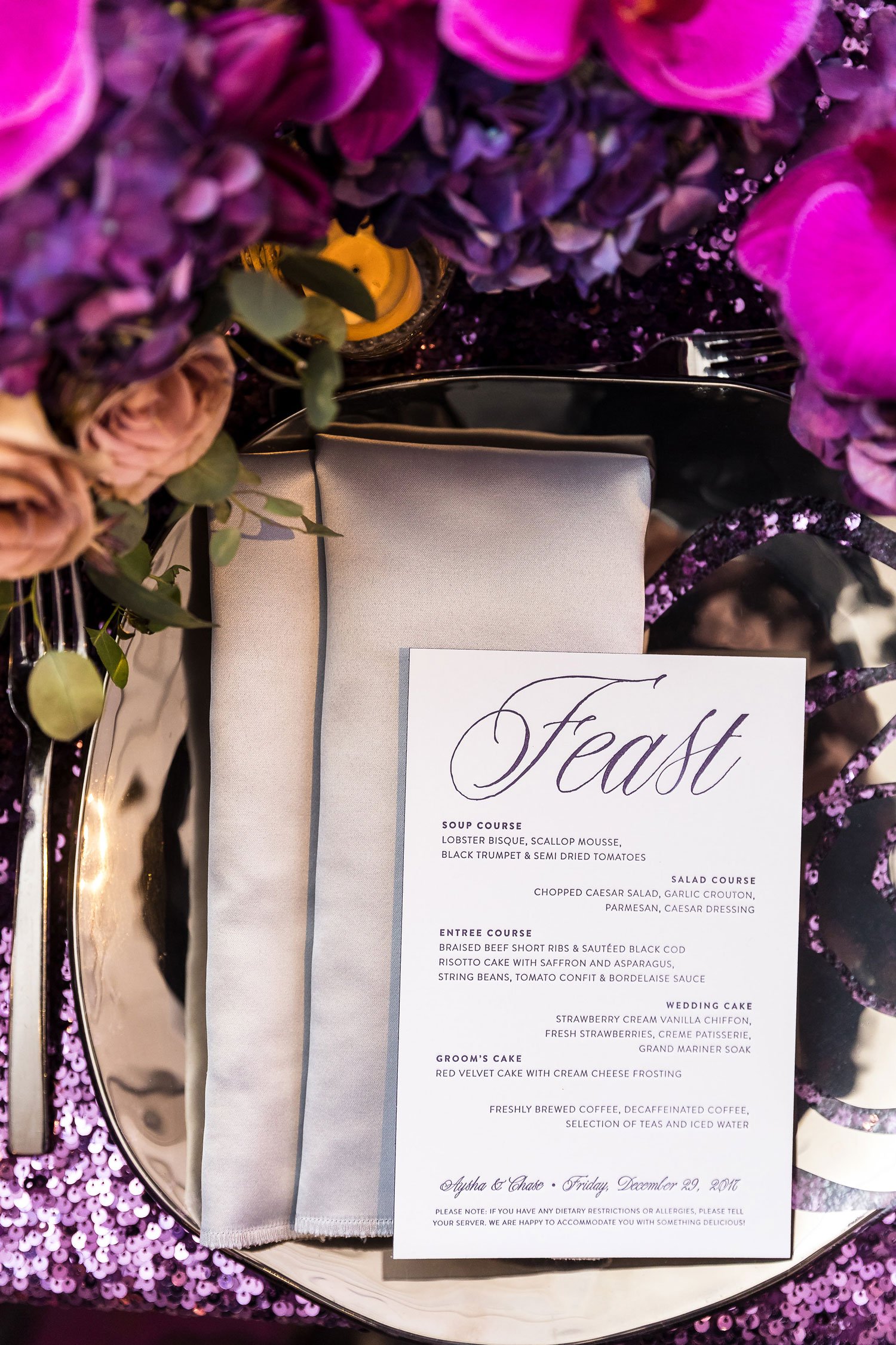 Silver Napkins with Mirrored Charger