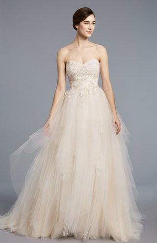 "Bouvier" by Anne Barge anne-barge-spring-2018-collection-bridal-sweetheart-hand-painted-applique-s-handkerchief-skirt