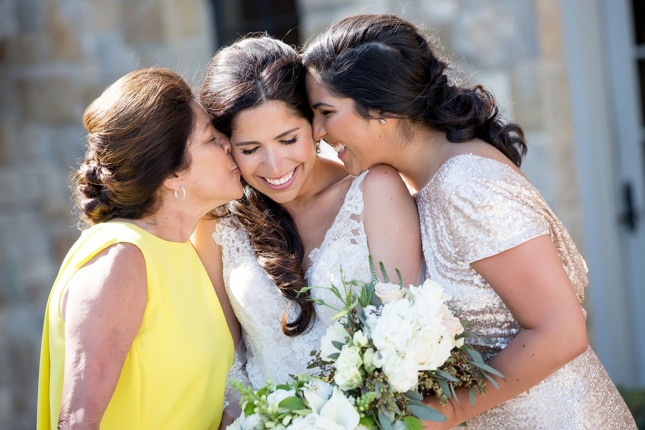 Bride with Mother & Sister on Wedding Day