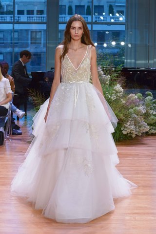 "Carnegie" by Monique Lhuillier monique-lhuillier-fall-2017-bridal-collection-carnegie-wedding-dress-layer-tulle-ball-town-flowers
