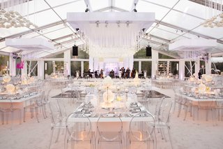 All-White Reception Under Clear Tent wedding-reception-tent-clear-with-white-and-clear-decorations-backyard-wedding