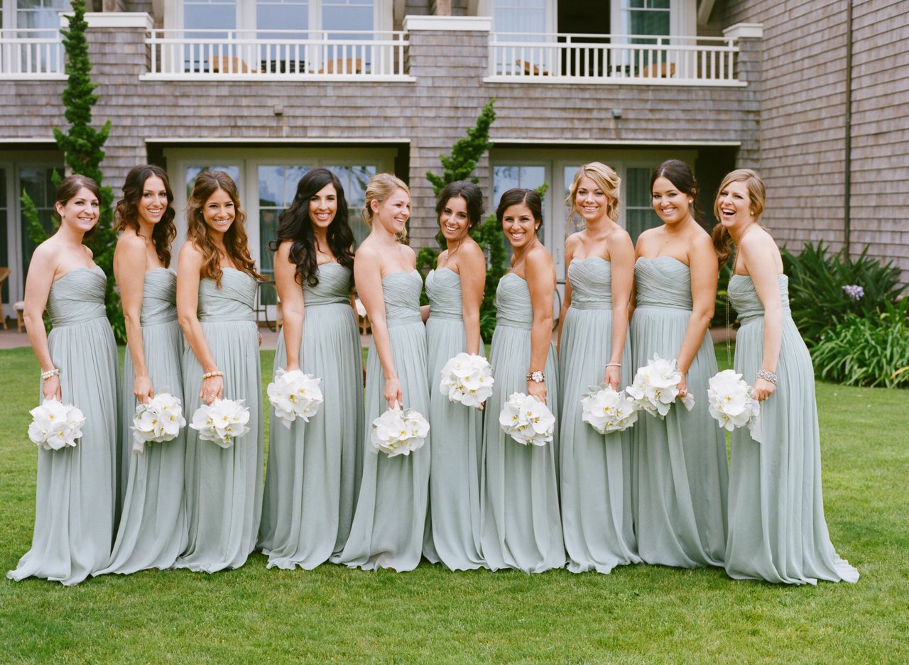 slim fit dress slacks Mint Green A-line V-neck Chiffon Floor Length Bridesmaid Dresses, MBD148 main image 0