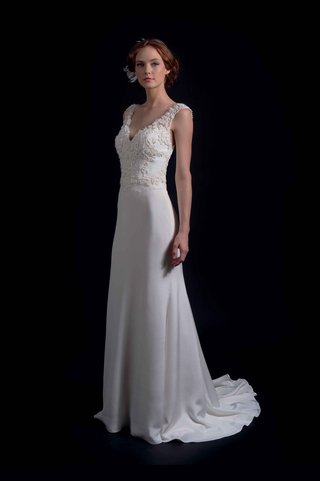 "Flynn" by Modern Trousseau Fall 2016 modern-trousseau-fall-2016-sheath-wedding-dress-with-embroidered-bodice-and-straps