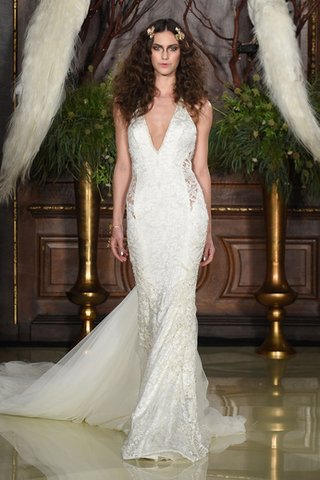 Wedding Dress by Galia Lahav lace-gown-with-tulle-train-and-cut-outs-on-hips-by-galia-lahav