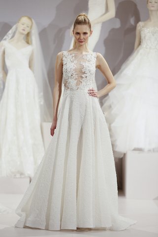 "Phyllis" tony-ward-phyllis-a-line-wedding-dress-with-patchwork-lace-bust-and-sheer-neckline