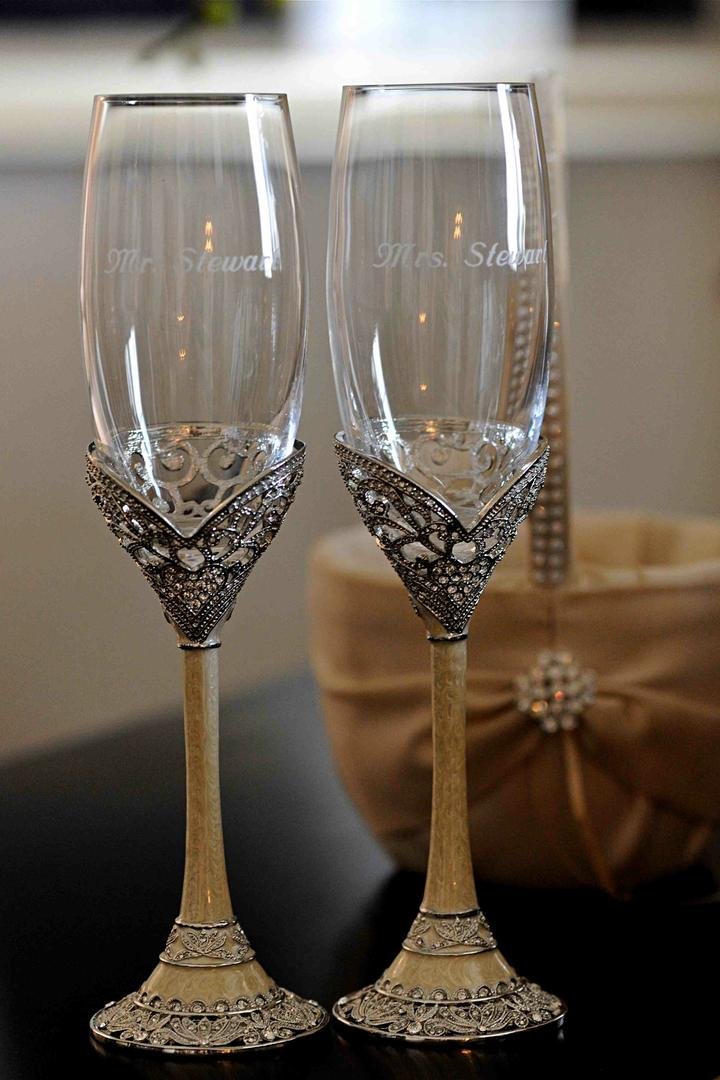 Etched Champagne Glasses
