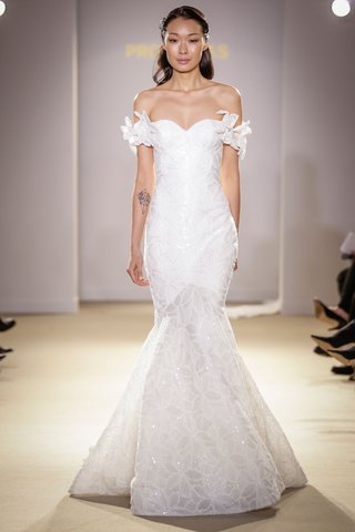 Off-Shoulder Mermaid Gown by Pronovias atelier-pronovias-2019-bridal-collection-wedding-dresses-off-shoulder-mermaid-gown-sparkle-beads