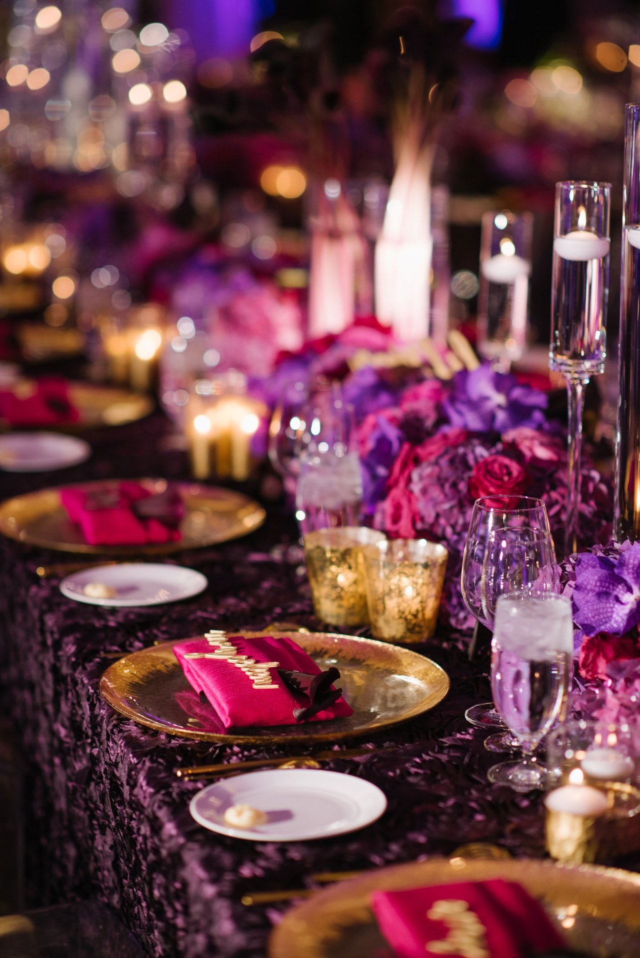 fuchsia and gold wedding