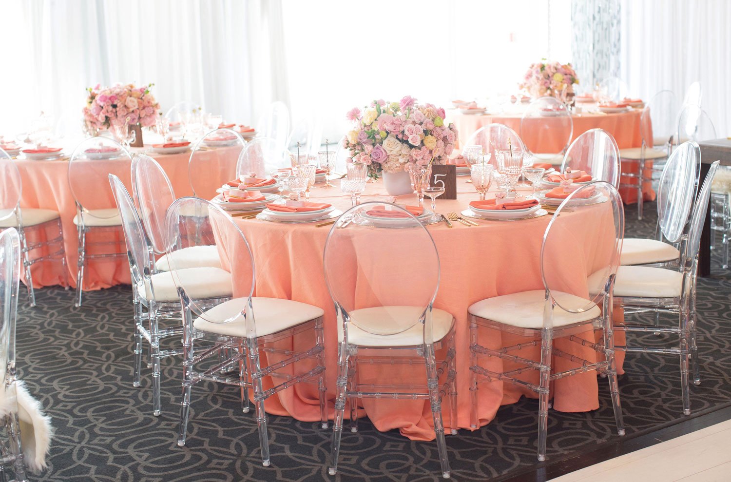 Round Pink Bridal Shower Tables