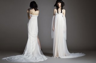 "Chlóe" & "Hortense" by Vera Wang vera-wang-spring-2018-chloe-tulle-camisole-empire-bandeau-off-the-shoulder-hortense-chiffon