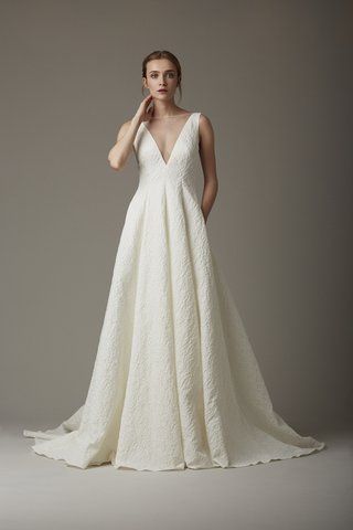 "The Stream" Dress lela-rose-the-stream-matelasse-wedding-dress-with-low-neckline