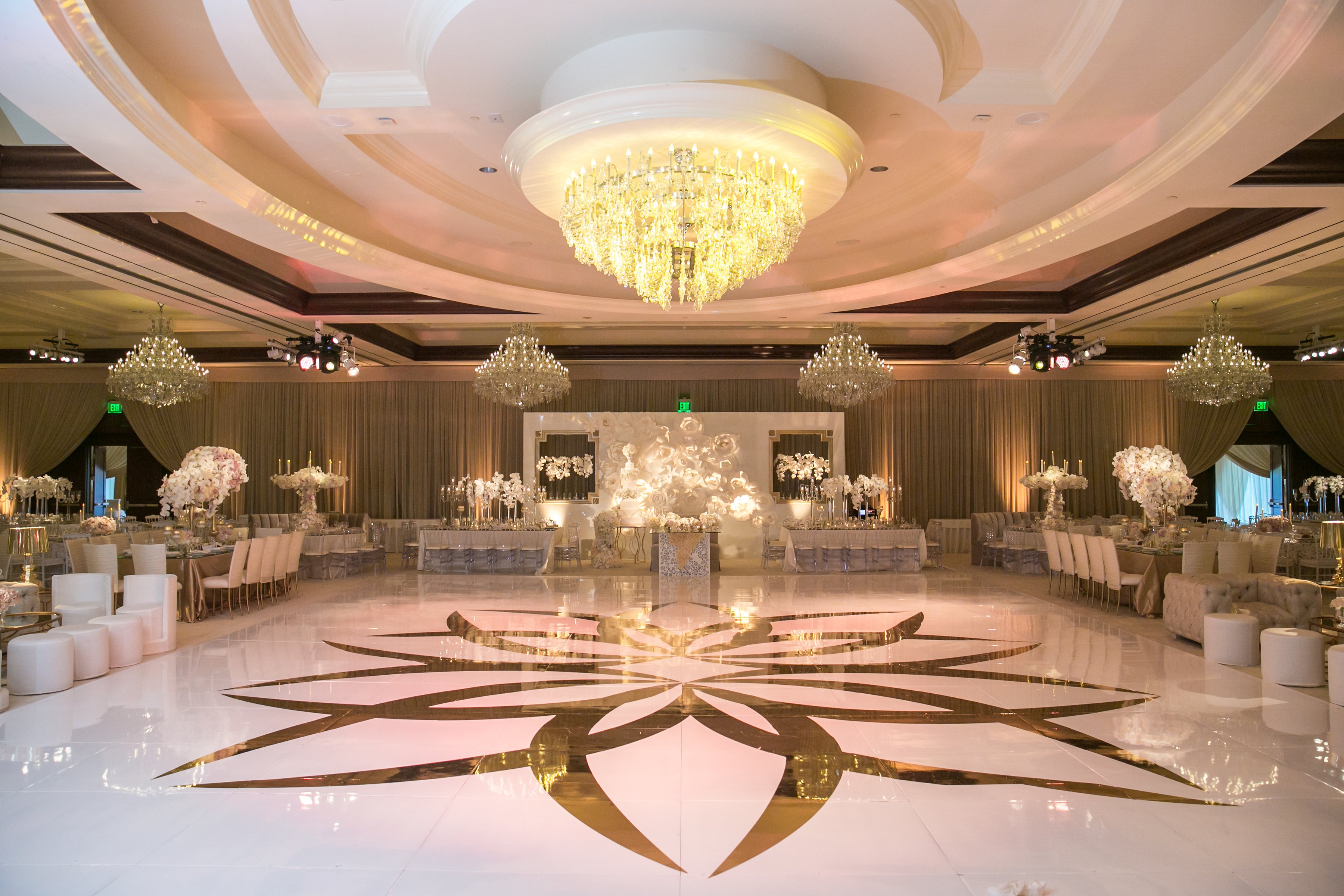 Custom Dance Floor with Gold Design