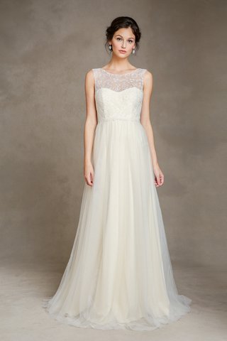 "Claudine" Dress illusion-neckline-claudine-dress-with-chiffon-skirt-by-jenny-yoo