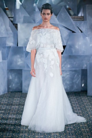 "Helena" by Mira Zwillinger mira-zwillinger-spring-2019-wedding-dress-helena-a-line-bridal-gown-off-shoulder-matching-cape