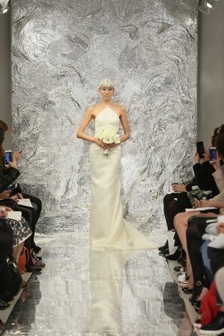 "Ripley" by THEIA theia-spring-2017-ripley-reptilian-silk-jacquard-halter-wedding-dress