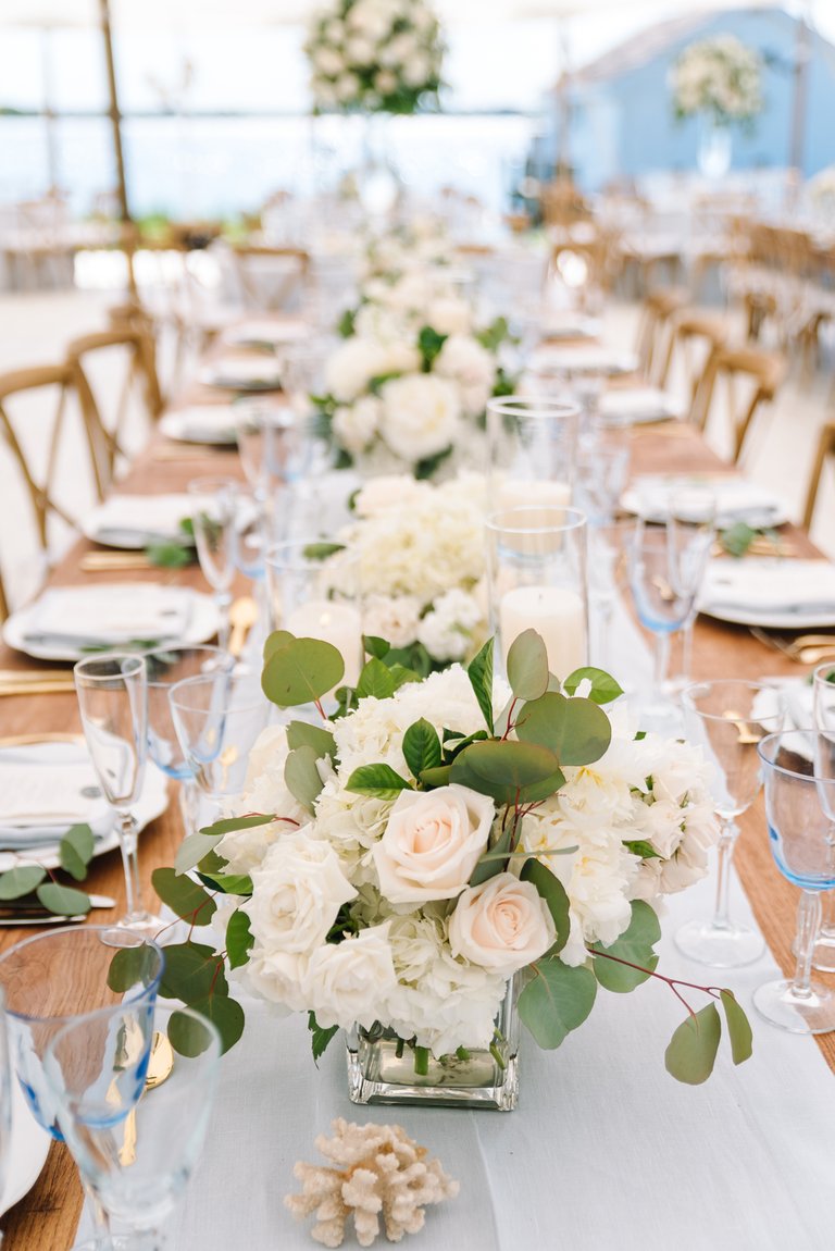 Roses and Eucalyptus Centerpieces