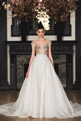 "Ellie" by Ines Di Santo ines-di-santo-spring-2019-bridal-collection-wedding-dress-ellie-illusion-bodice-circle-skirt-a-line
