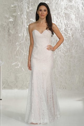 "Ryley" by Wtoo Brides wtoo-brides-2016-strapless-light-blush-wedding-dress-with-white-lace-overlay