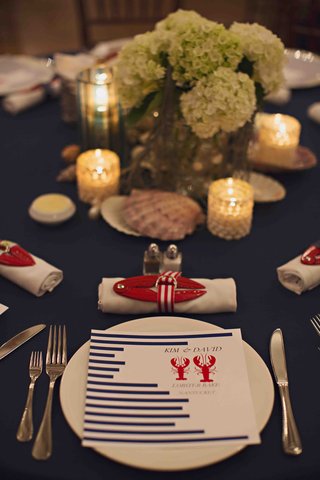 Lobster Menu Card blue-striped-rehearsal-dinner-menu-with-lobster-design