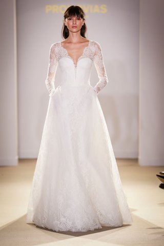 Lace Gown by Pronovias 2019 atelier-pronovias-2019-bridal-collection-wedding-dresses-long-sleeve-lace-gown-pockets