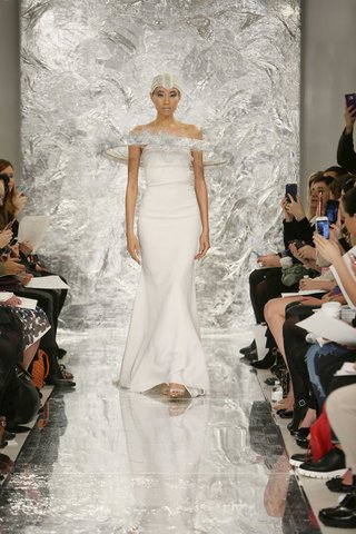 "Rey" by THEIA theia-spring-2017-rey-wedding-dress-silk-crepe-off-the-shoulder-orbiting-halo