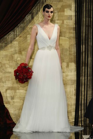 "Clara" by THEIA Fall 2016 clara-v-neck-tulle-wedding-dress-by-theia-fall-2016