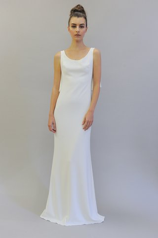 Austin Scarlett "Sabine" (Front) austin-scarlett-fall-2017-sabine-crepe-column-gown-with-illusion-ruffle-back