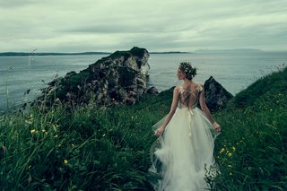 "Hayden" Gown from BHLDN bhldn-fall-2016-hayden-wedding-dress-by-blush-by-hayley-paige-criss-cross-strap-back-flower-details