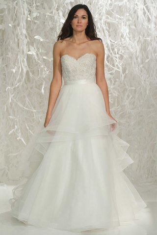 "Bree" Top & "Almira" Skirt by Wtoo Brides wtoo-brides-2016-strapless-beaded-bodice-with-layered-organza-skirt-two-piece-wedding-dress