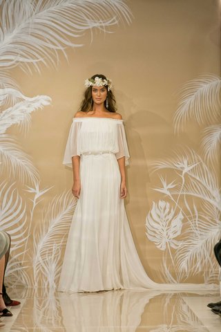 "Chelsea" by THEIA theia-fall-2017-chelsea-silk-mousseline-off-the-shoulder-chiffon-ball-skirt-hand-embroidered-pearl