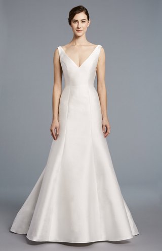 "Candice" by Anne Barge anne-barge-spring-2018-collection-wedding-dress-v-neckline-gown-architectural-seaming