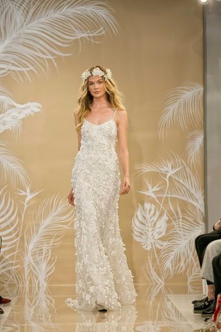 "Maya" by THEIA theia-fall-2017-maya-hand-embroidered-slip-flowers-laser-cut-petals-leaves-swarovski-crystals